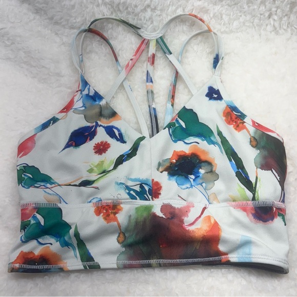 Born Primitive Rhapsody Sports Bra Small White Floral Strappy Longline - Picture 2 of 6